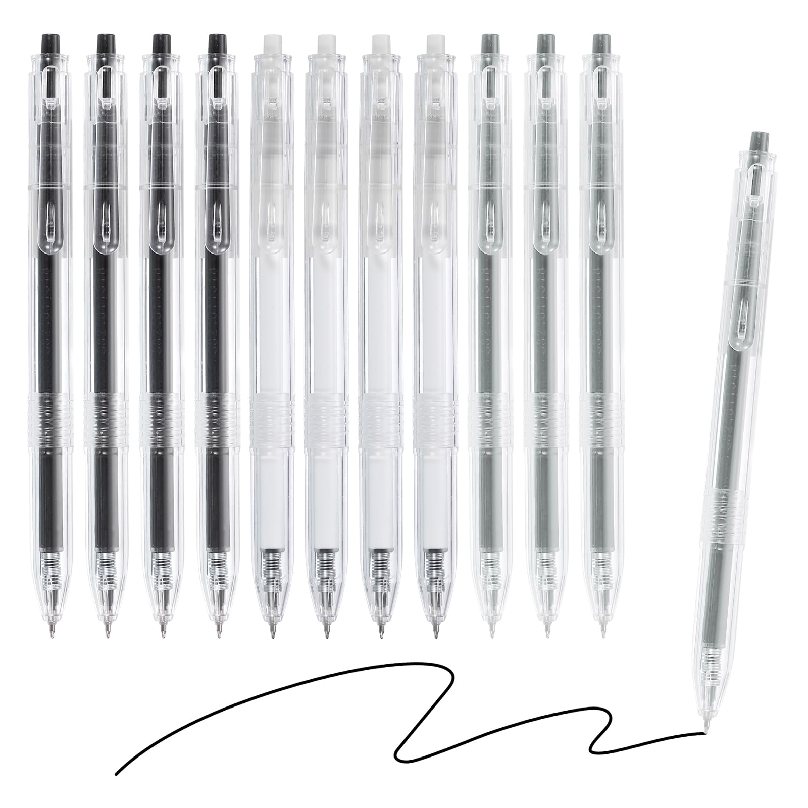 M&G Gel Pen Medium Point 0.5mm, 12 Pack Quick Dry Smooth Retractable Black Gel Ink Rollerball Pen for Home Office Writing Note Taking Journaling Business, Style 6
