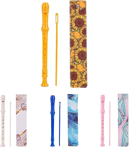 Miniatura 2 de Instrumento de grabación para principiantes, niños y adultos, flauta de música soprano de 8 agujeros con varilla de limpieza y funda de cuero para