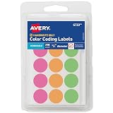 Avery® Color-Coding Removable Labels, 3/4 Inch Round Labels, Assorted Neon Colors, Non-Printable, 315 Dot Stickers Total (6733) – view 1