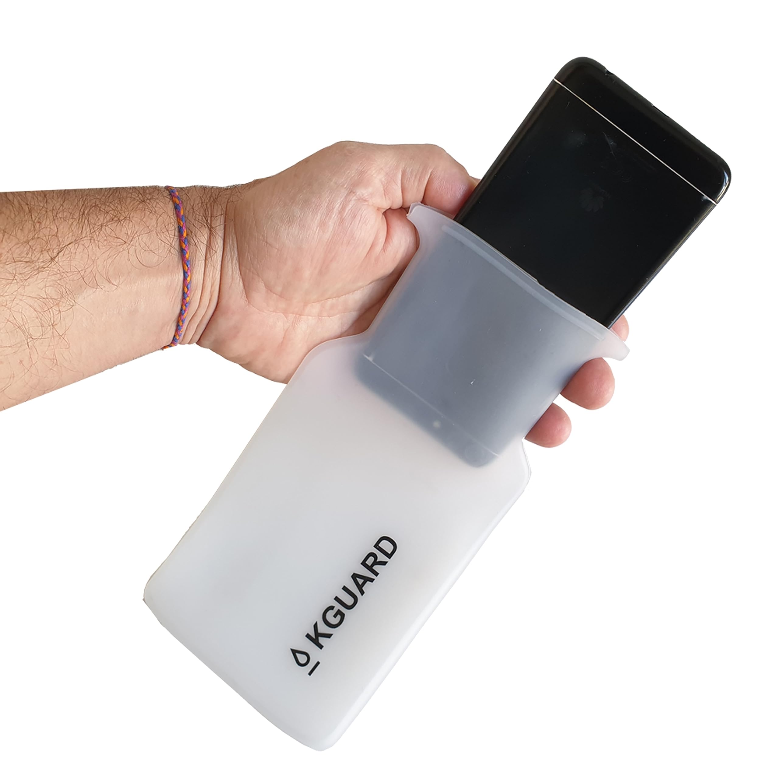 KGUARD XL – Bolsa Estanca Impermeable IPX8 para Smartphone, Llaves y Tarjetas – Silicona Antialergénica Translúcida con Aro Verde – Ideal para Surf, Paddle Surf, Kayak y Playa
