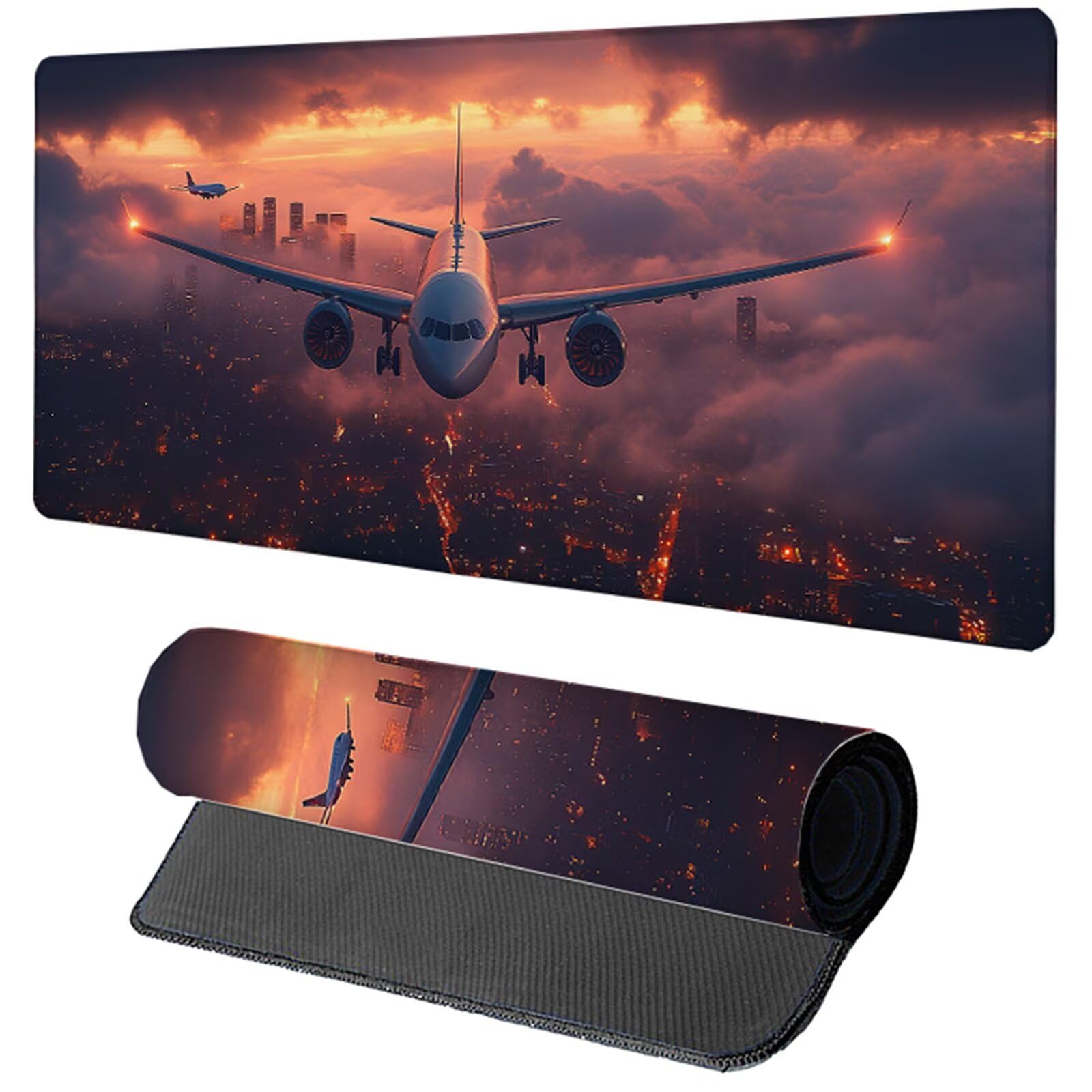 Tappetino Mouse Gaming Nero Tappetino Mouse XXL 1600x800x3mm, Mousepad Aereo Sottomano Scrivania Grande con Bordi Cuciti per Pad PC Accessori Gaming, Ufficio Accessori Scrivania, Regali per Lui 1-3755