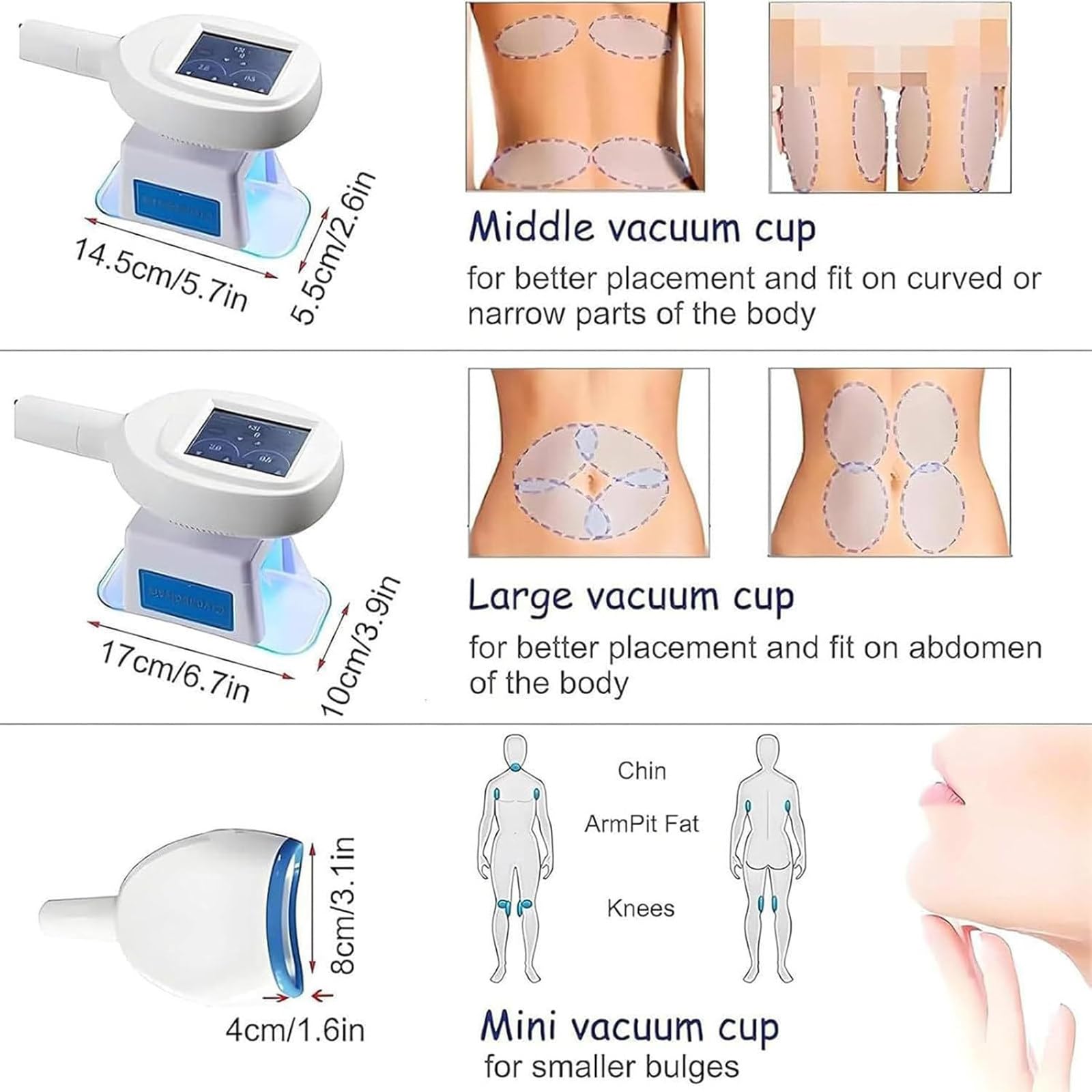Urządzenie do usuwania tkanki tłuszczowej metodą CoolSculpting – aparat do kriolipolizy i lipolizy, wyszczuplania oraz modelowania sylwetki, wyposażony w 3 głowice
