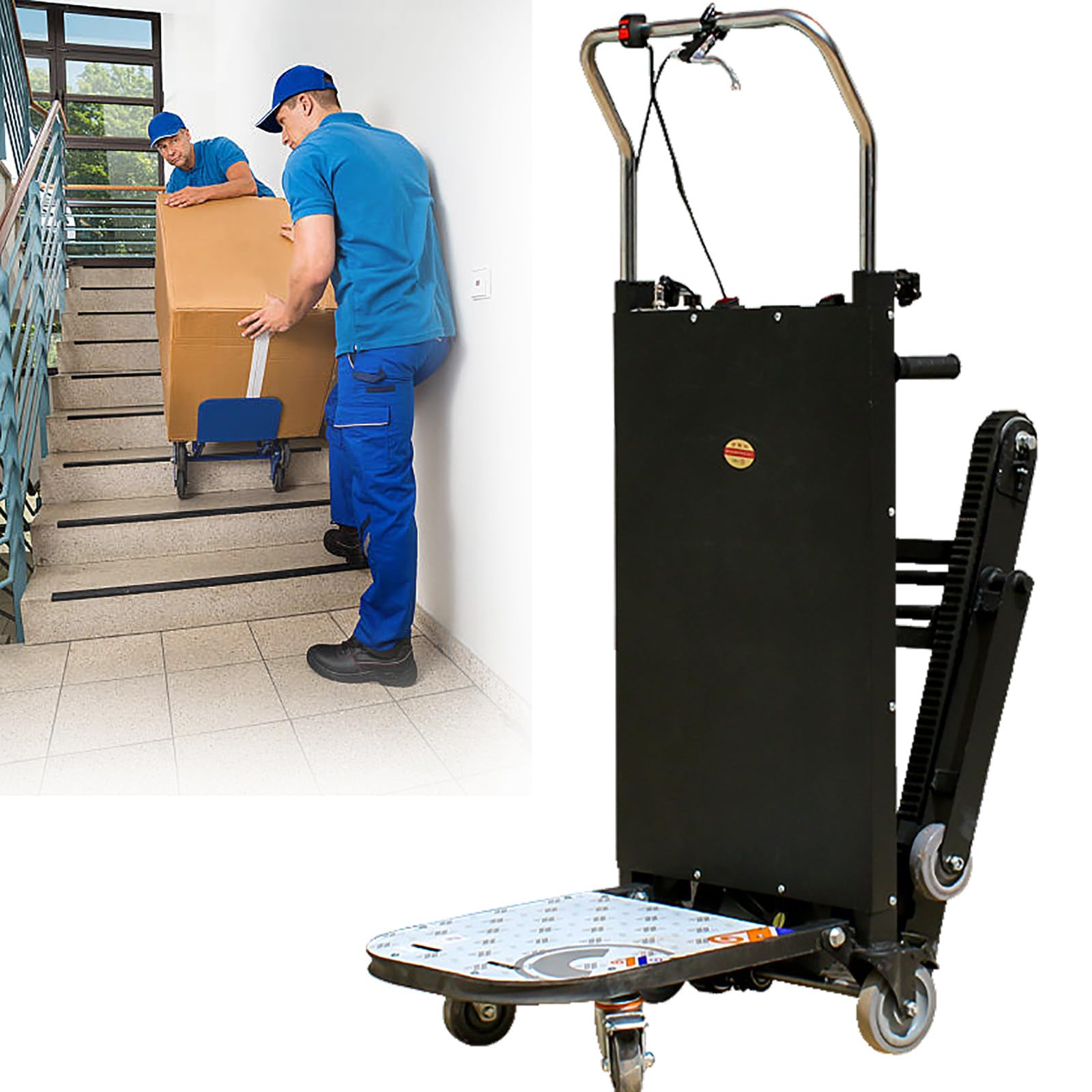 2980W Electric Stair Climbing Lift Truck Swivel Stair Lift Platform with Rubber Tracks for Moving Furniture, Refrigerators and Appliances