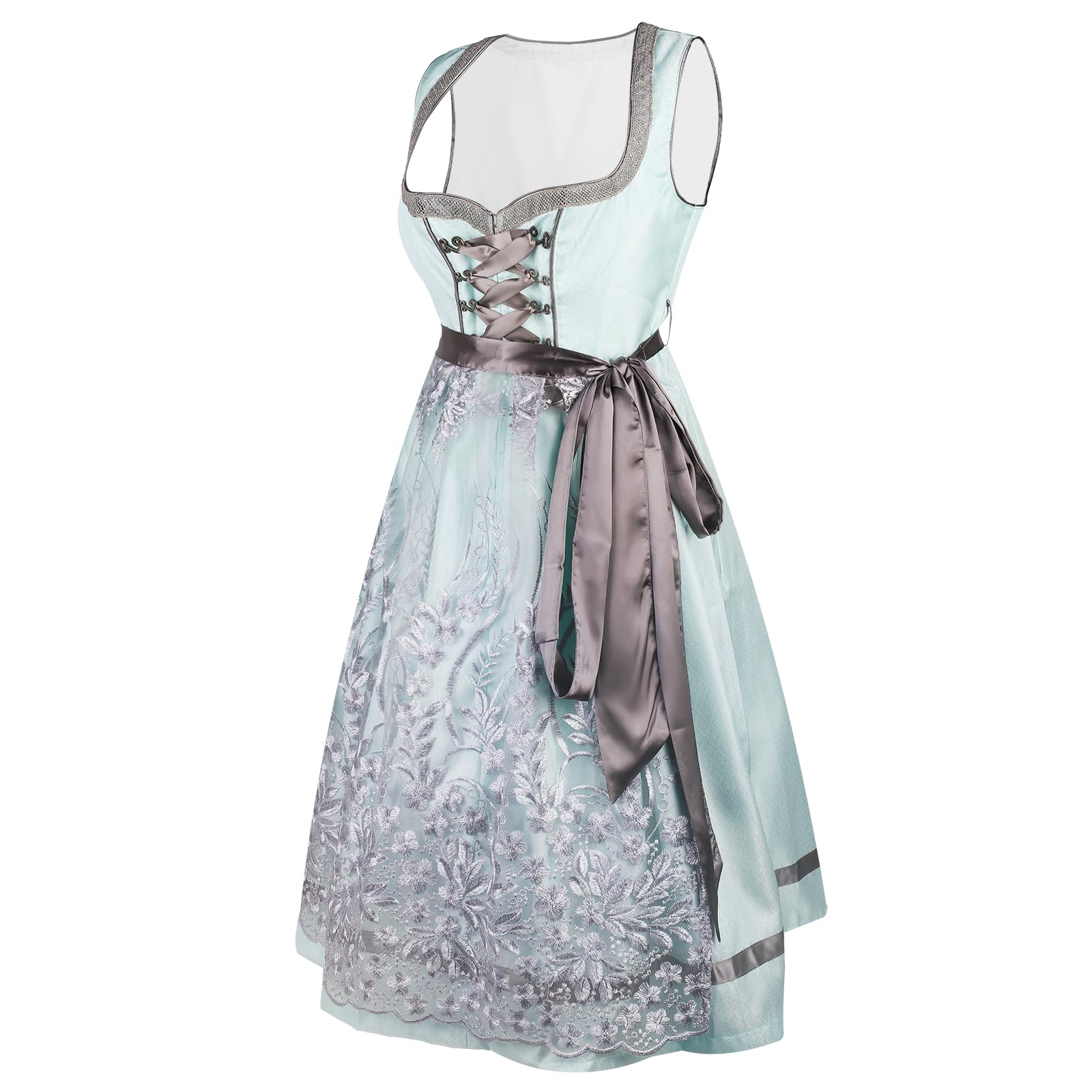 Jecarden Dirndl Damen inkl. Spitzenschürze 2 Teilig midi Krüger Dirndl Trachtenkleid Damen für Oktoberfest