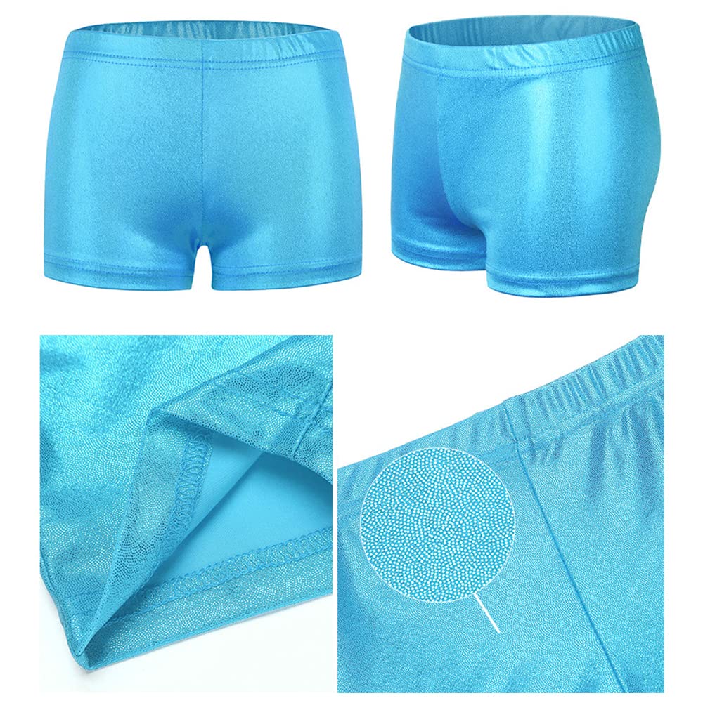 NewL Niños Niña Cintura Elástica Metálico Brillante Pantalones Cortos de Ballet para Deportes Yoga Gimnasia Entrenamiento