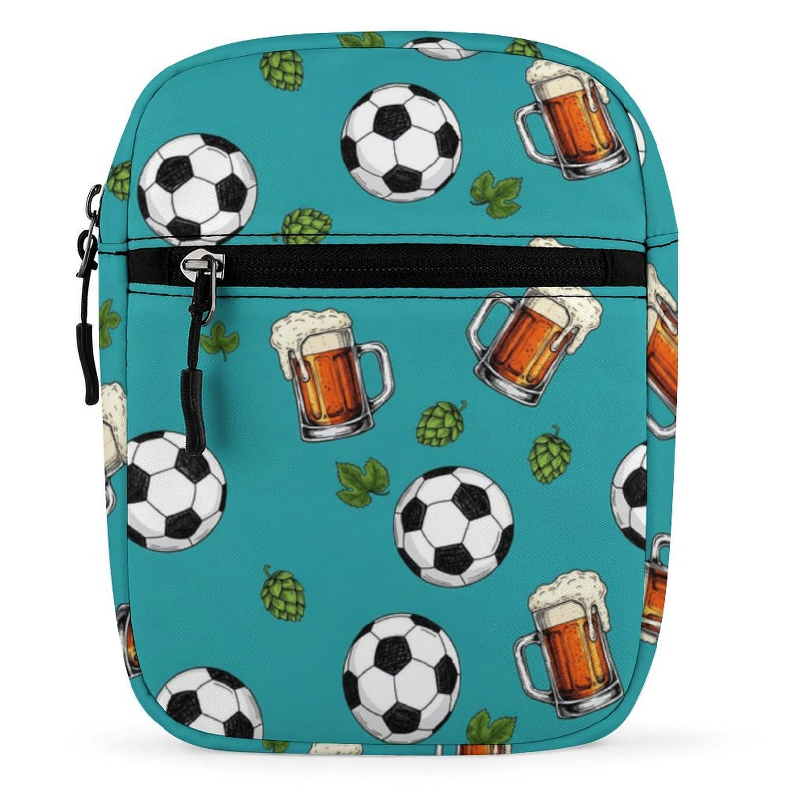 JOJOART Soccer Beer Hops Leaves Small Satchel Bag Mini Purse Crossbody Messenger Bag for Men Women Shoulder CrossBody