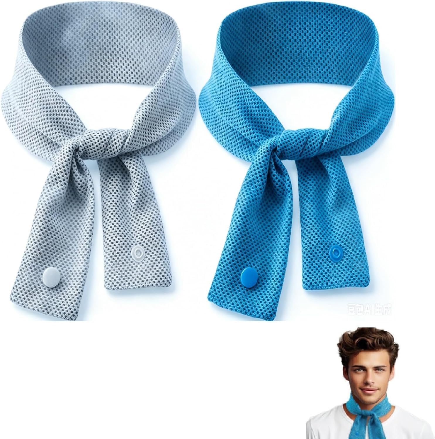 Ice Cooling Towel, Cooling Neck Wrap, Cooling Ice Towels for Neck, Microfibre Instant Neck Cooler Sweat Towels Scarf for Summer Heat,Soft Breathable Reusable Cold Sensation Sports Headscarf (blue)