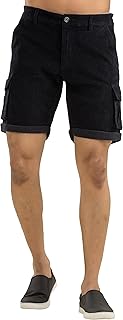 belano Men's Dark Navy Corduroy Regular Fit Cargo Shorts-picture-17