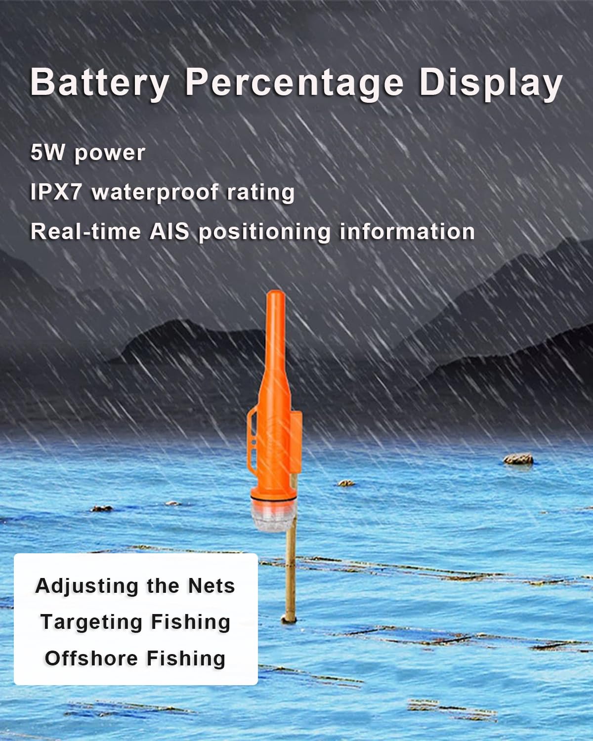AIS Localizador De Redes De Pesca, Boya De Seguimiento De Redes De Pesca con Batería De 3000 Mah, Aproximadamente 7 NM, Luz De Señal De Red De Pesca, Ajuste De Redes, Apuntando a La Pesca