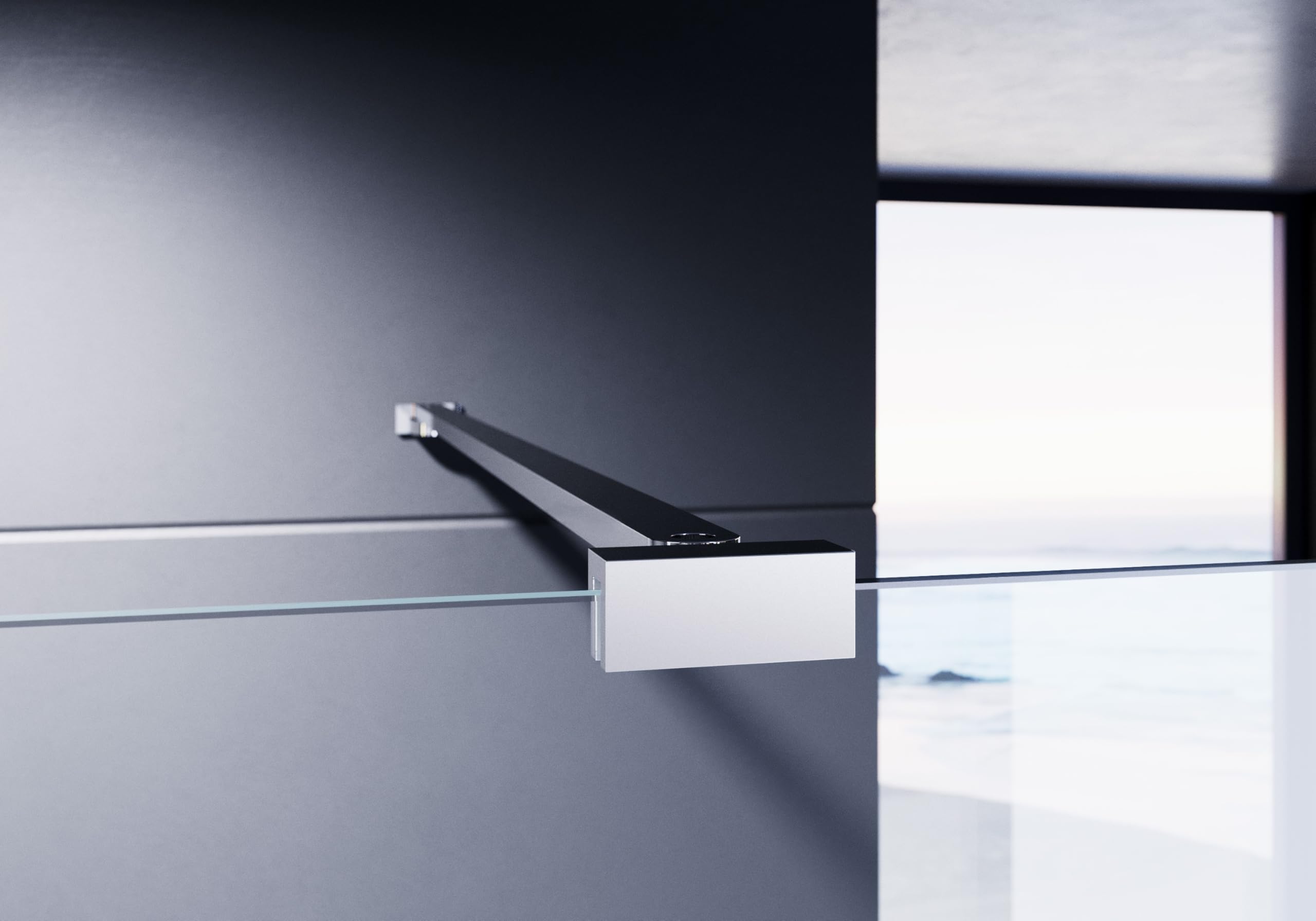 Duschwand 120x200 cm Palladium Walk In Neo 8 mm Glaswand mit Nano Clean Beschichtung Glasversiegelung Duschabtrennung Duschkabine begehbare Dusche 1200 x 2000 mm (116-117,5 cm)