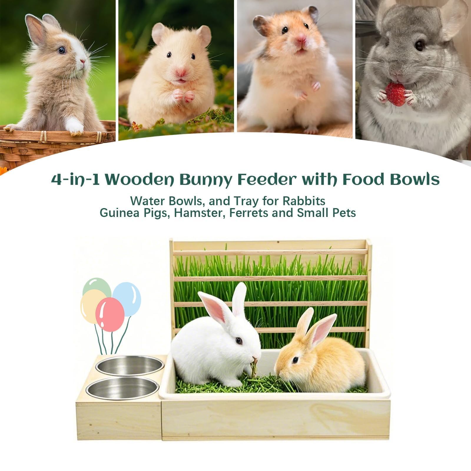Rabbit Litter Box with Hay Feeder, Bunny Litter Box for Guinea Pig Chinchilla Bunny Other Small Animals (Natural) - image 3