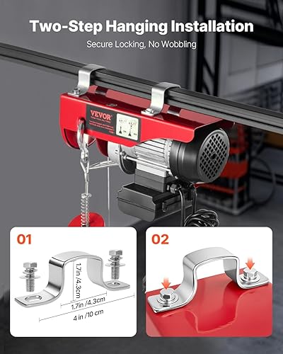Miniatura 6 de VEVOR Polipasto eléctrico con control remoto, herramienta de manejo de materiales de 440 libras, polipasto eléctrico de 110 V con control remoto de