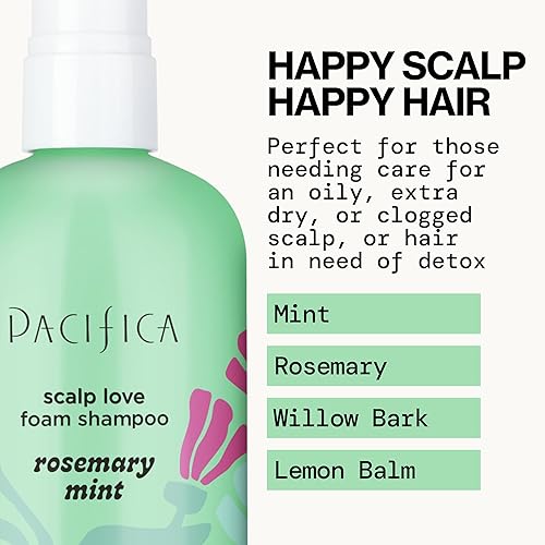 Vista 90 de Pacifica Belleza, champú revitalizante purificador de romero, menta calmante, desintoxica el cuero cabelludo y el cabello de la acumulación