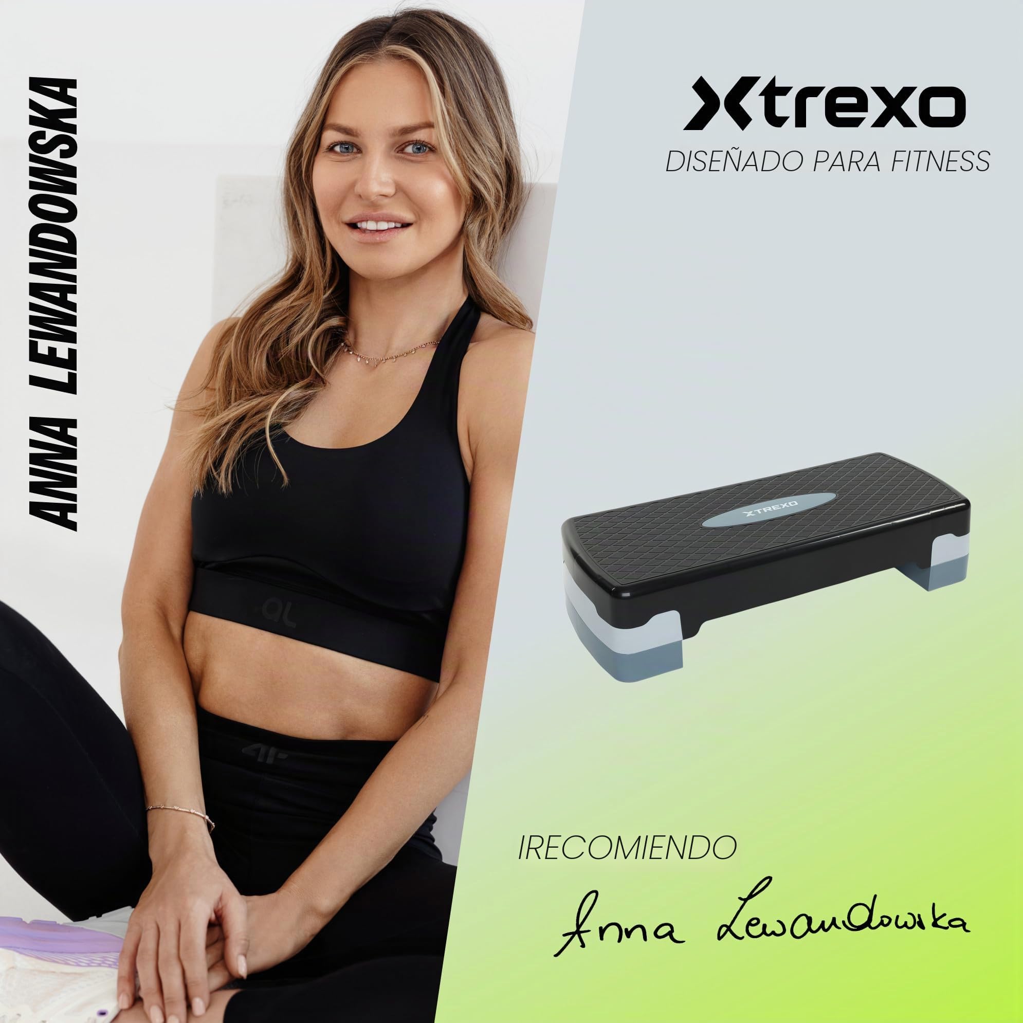TREXO Aerobic Step - Step de 68 x 28 cm para ejercicios cardiovasculares y entrenamiento de fitness, altura ajustable de 15 a 20 cm, resistente de polipropileno y TPR Step de aeróbic de alta calidad,