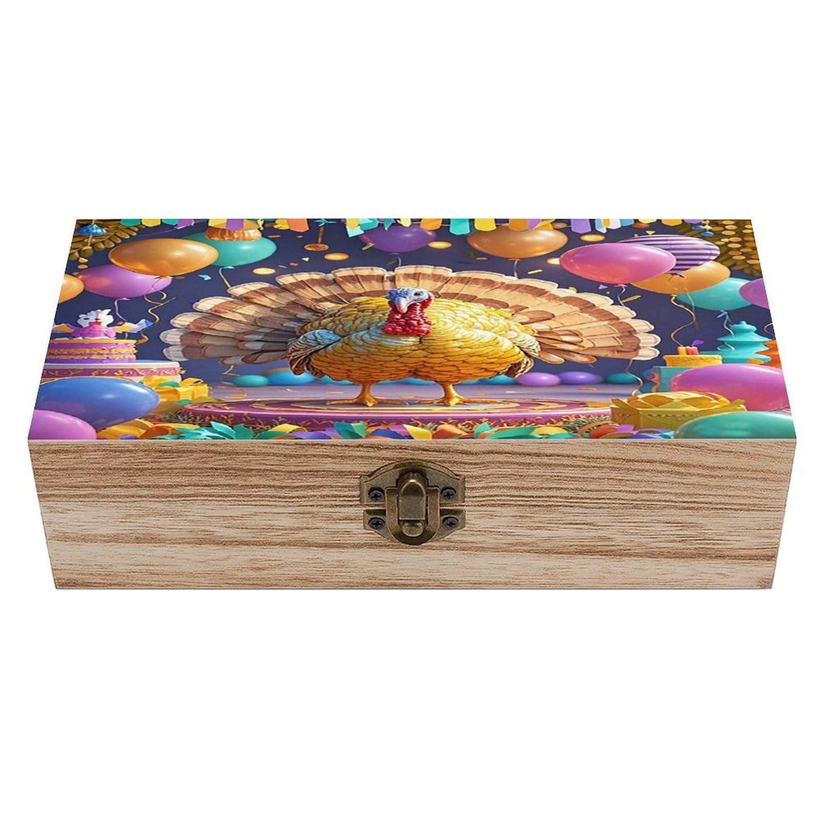 LZQPOEAS Turkey Party Wooden Box Storage Space to Organize Jewelry in A Beautiful Small Storage Box Decorative Card Boxes Memory Treasure Boxes for Crafts And Photo Storage