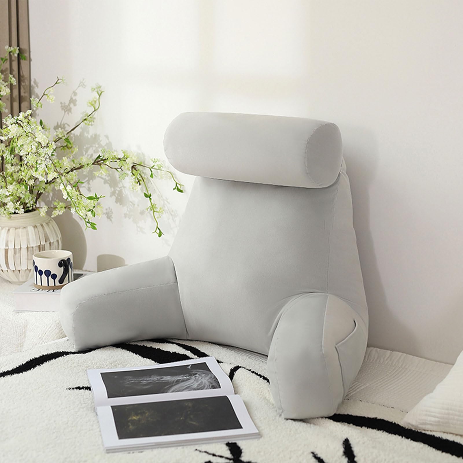 YKMYXZ support pillow， With Detachable Neck,WithSupport,Ergonomic Lumbar Support Cushion(Zinc Gray,80x40x65cm)