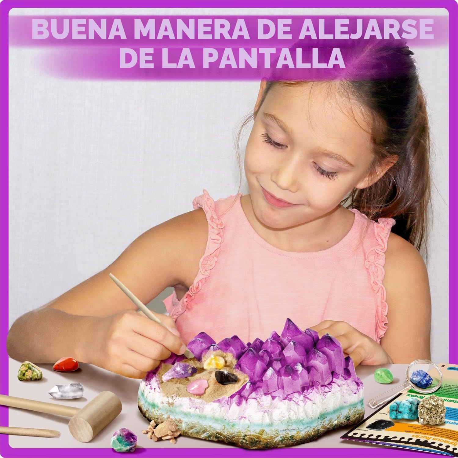 Kit de Excavación Jumbo de Gemas, Piedras Preciosas para Excavación y Colección, Exploración Minerales Regalo para Niños Niñas 6-12 Años