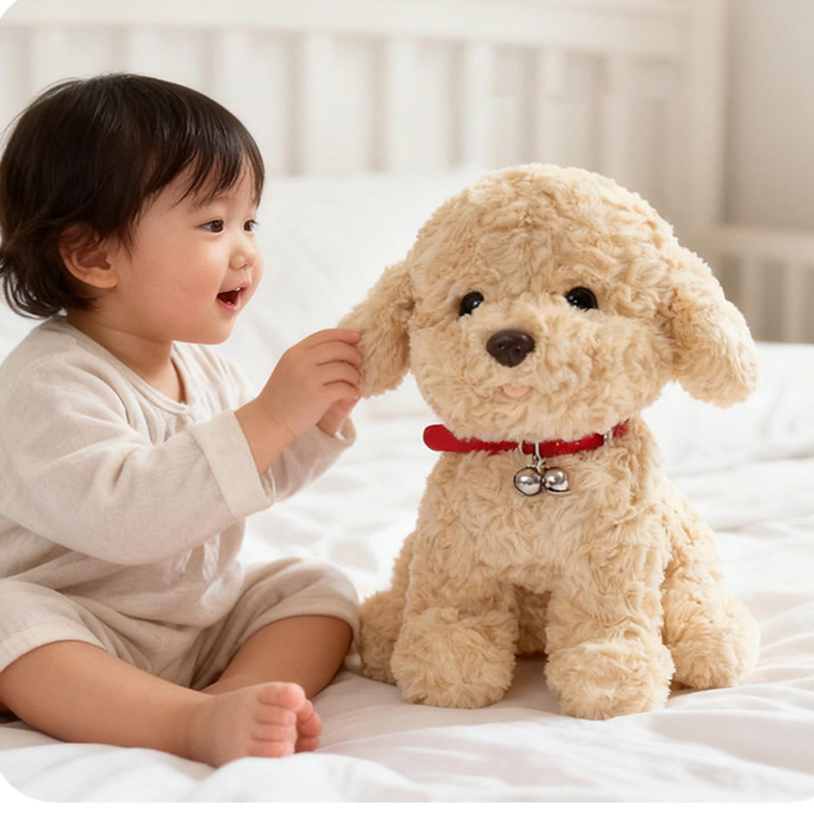 Hund Kuscheltier, 25/35/45cm Teddy-Hund Plüschtier, Stofftier Plüsch Puppe Kuscheltiere, Geschenk für Jungen Mädchen (braun,45CM)