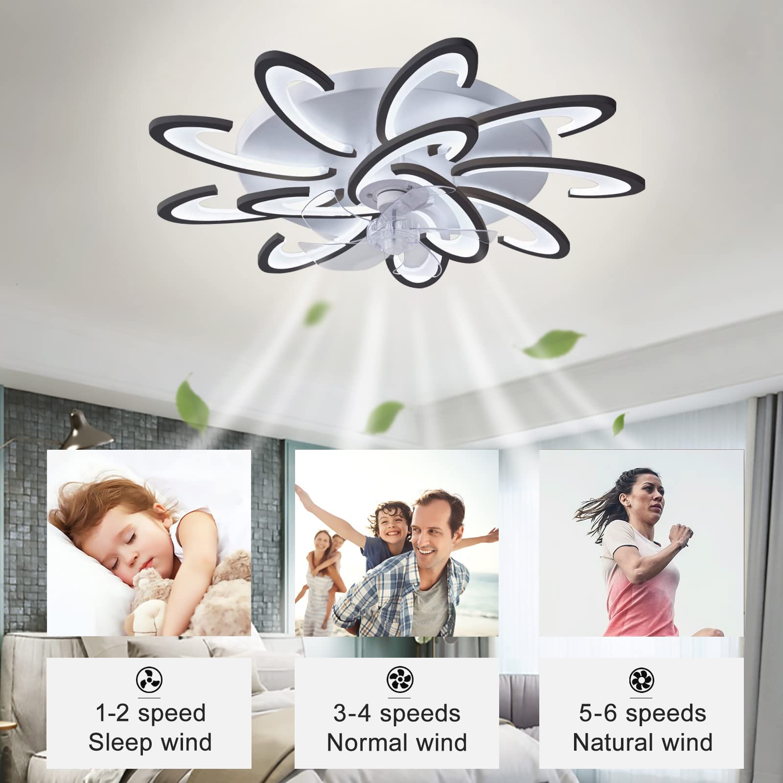 Plafondventilator 132 cm met LED – 6 Snelheden Remote - Ventilatoren