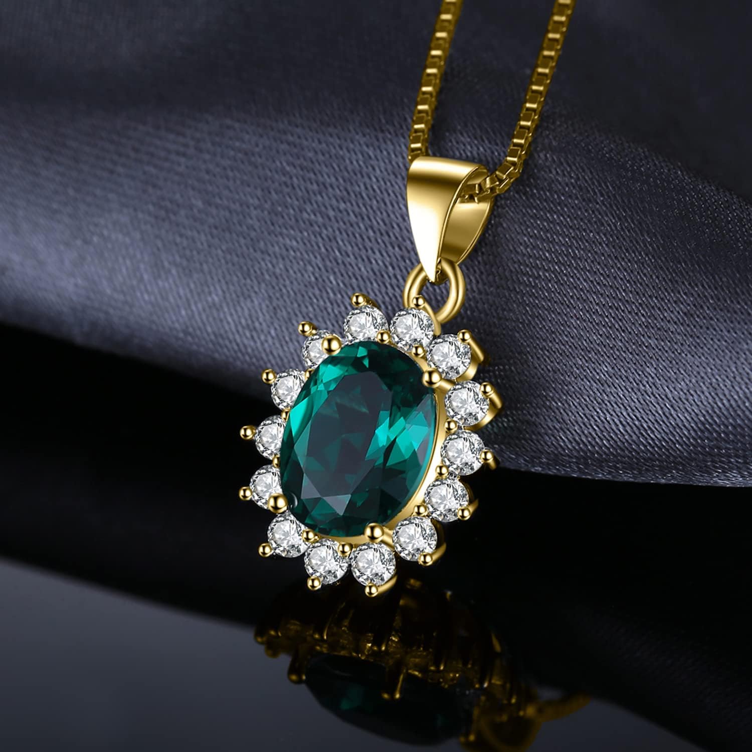 JewelryPalace Princess Diana Kate Middleton Natural Amethyst Citrine Garnet Peridot Topaz Created Ruby Sapphire Simulated Emerald Pendant Necklace for Women, 925 Sterling Silver Gemstone Jewelry Set