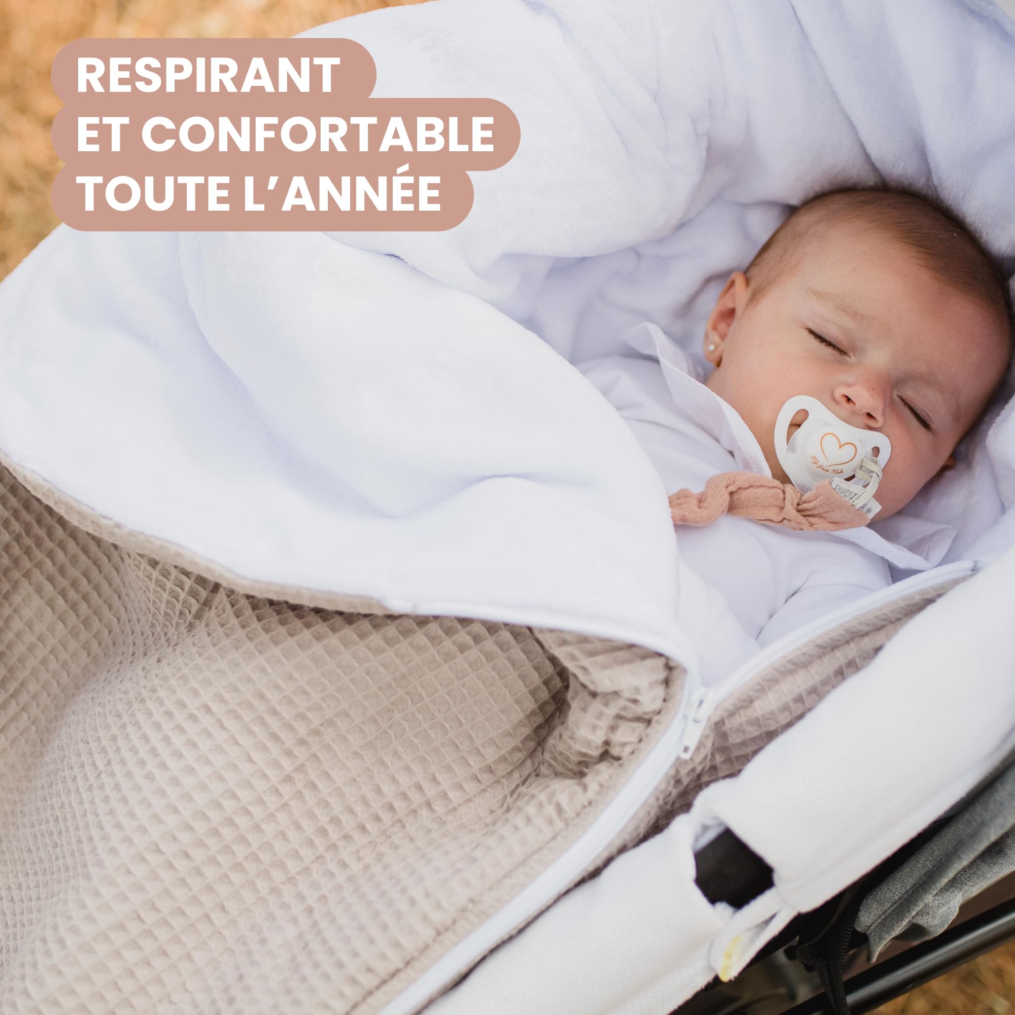 MIMUSELINA Nid d'ange Bébé Hiver Poussette et Berceau | Gigoteuse 0-6 Mois Hiver en Coton Doux | 2 en 1: Sac de Couchage Bébé 92x46 cm ou Couverture Emmaillotage 92x92 cm | Espagne