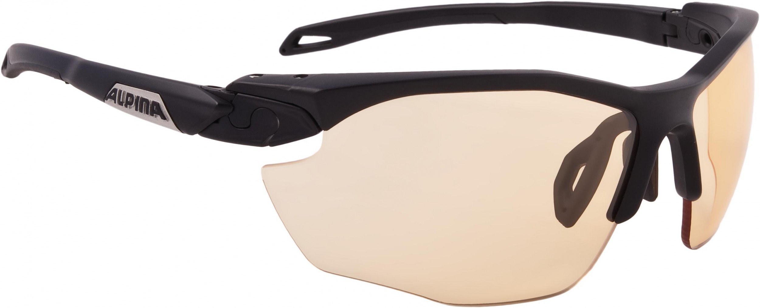 ALPINA Unisex - Dorośli, TWIST FIVE HR V Okulary sportowe, black matt/orange, One Size | Samotonująca – bez zaparowania – 100% ochrona przed promieniowaniem UV