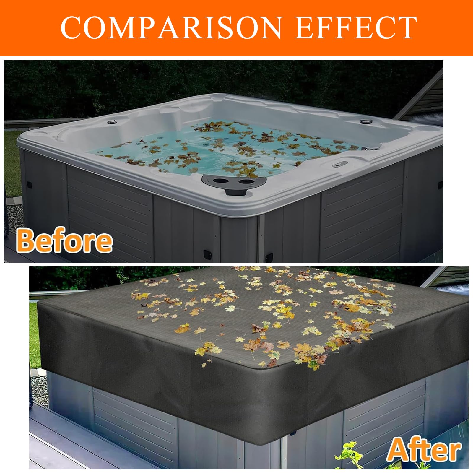 Housse de Protection pour Bain à Remous de Jardin | Imperméable Couverture de Piscine Carrée pour Patio Extérieur | Extérieur Carré De Couverture De Spa (Noir,260x160x20 cm)