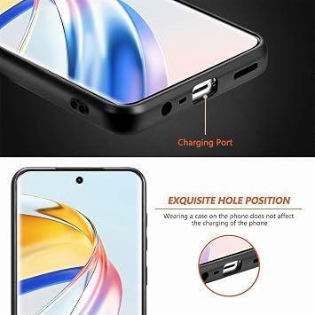 Case Compatible with Honor X50 5G Cover,Compatible with Honor X50 5G ALI-AN00 2 in 1 [PU+TPU] Lens Protection Anti-drop Black