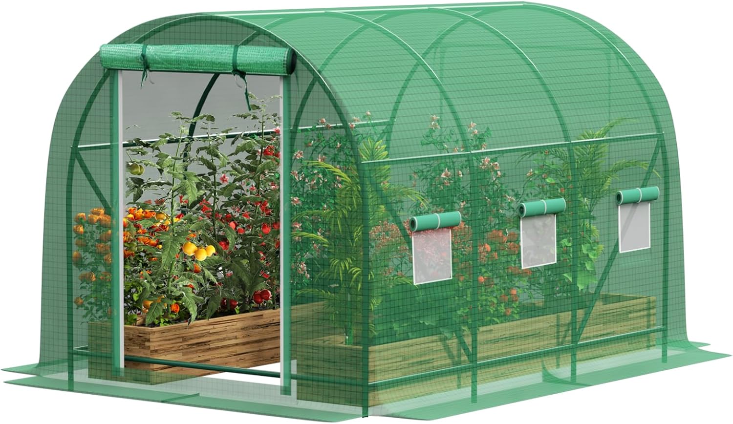 Walk-in Tunnel Greenhouse?Portable Plant Hot Housewith Dual Zippered Screen Doors & 6 Screen Windows Heavy Duty Plastic Plant Warm House with Reinforced Frame (10x7x7 FT)