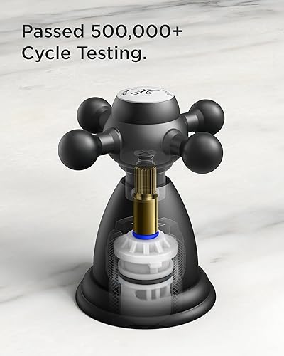 Miniatura 3 de FORIOUS Grifos de baño de 3 agujeros, grifo de lavabo de baño de latón antiguo negro mate de dos manijas, grifo de baño extendido de 8 pulgadas con