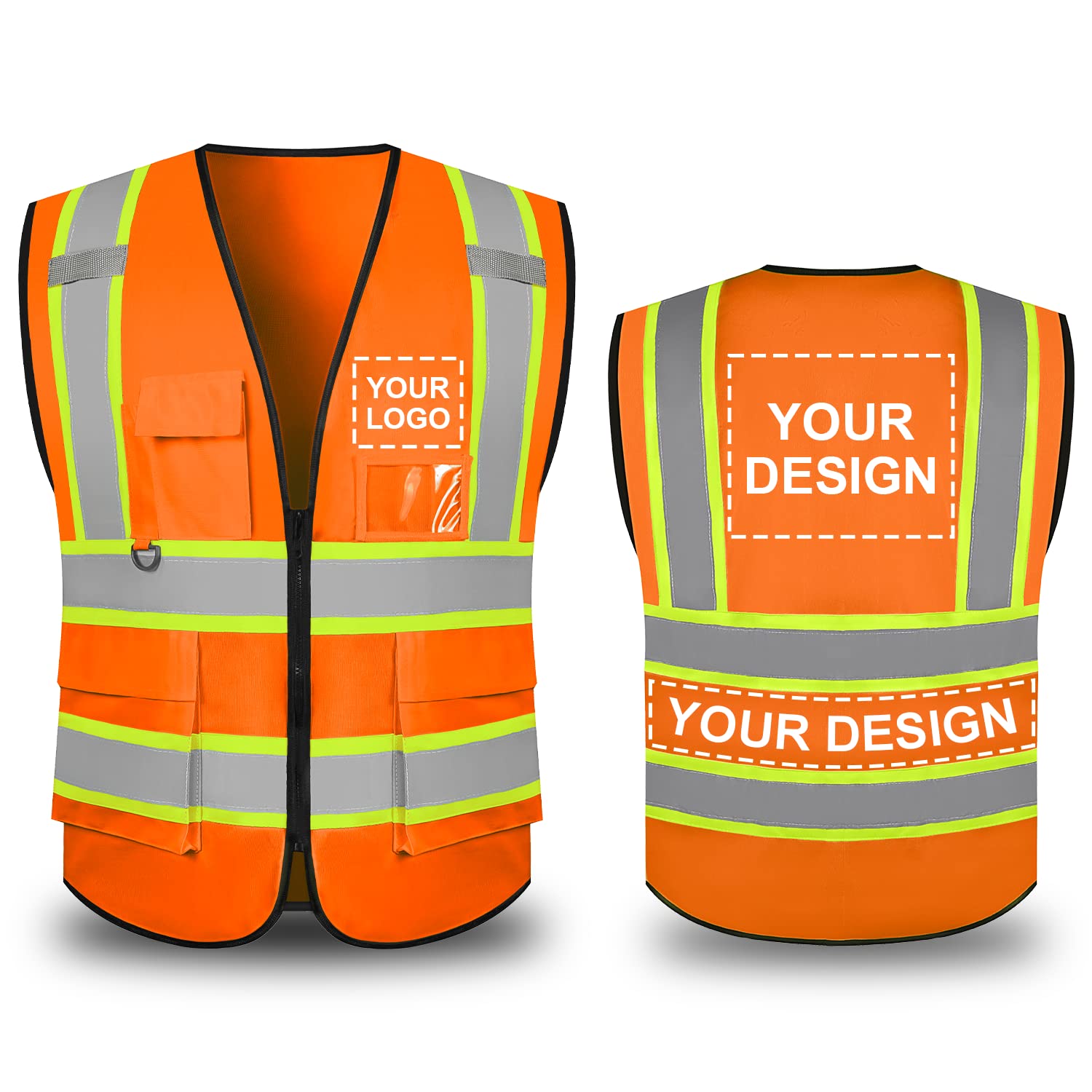 BeautyWill Custom Your Own Design Safety Vest，Customize LOGO Class 2 Reflective Outdoor Workwear for Men & Women, Orange-1pack, S — image 1