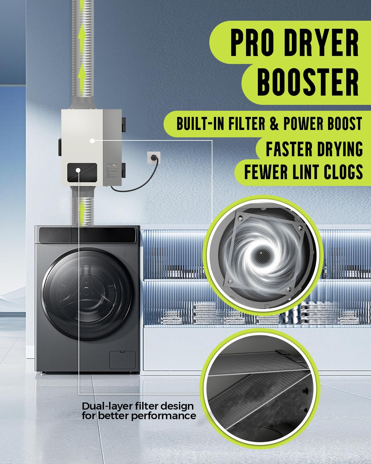 Dryer Vent Booster Fan - 160 CFM, Auto On/Off -2