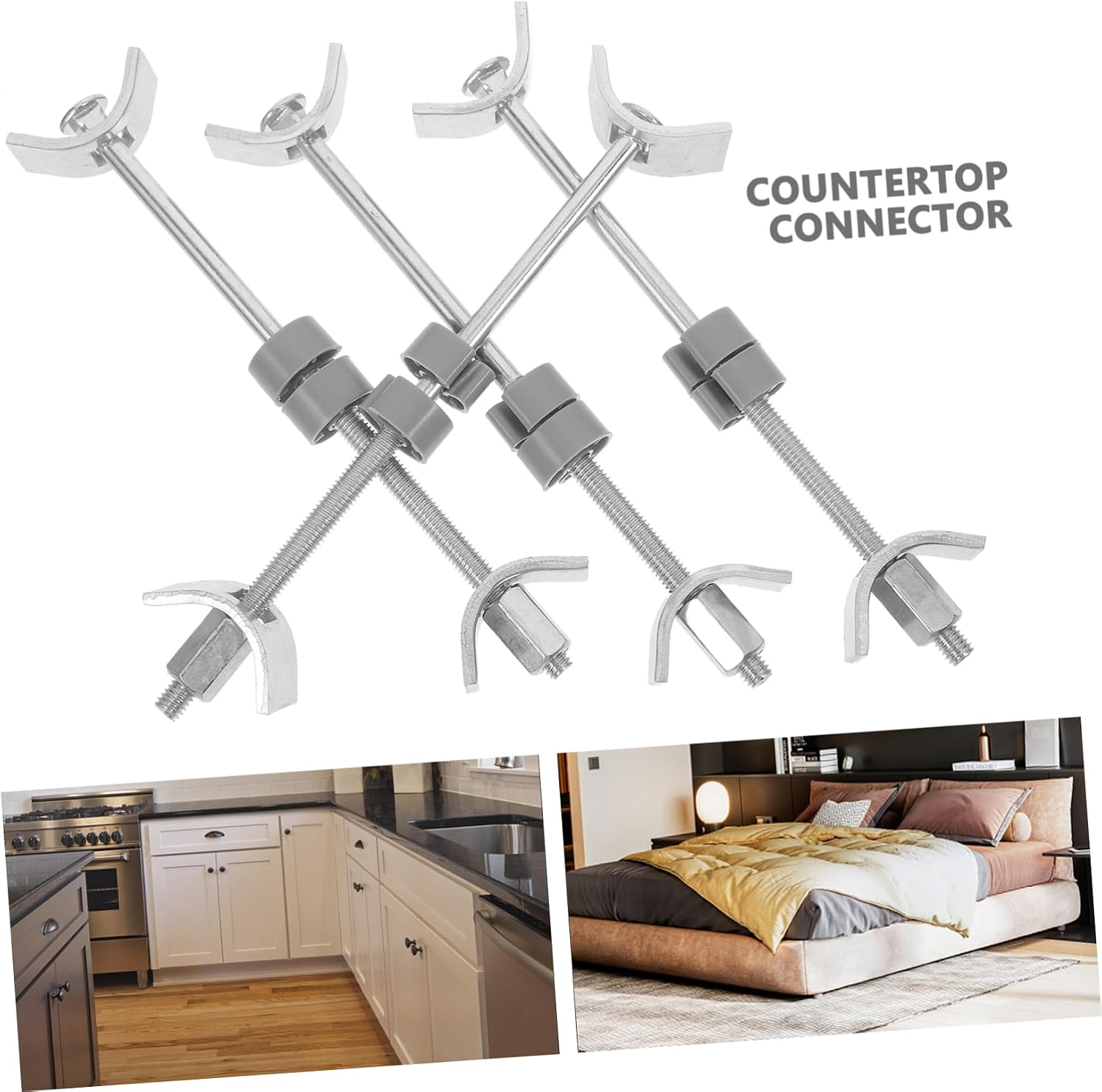 Uonlytech 4pcs Heavy-Duty Furniture Joint Fasteners Easy to Install Benchtop Countertop Connectors for Robust Kitchen and Furniture Assembly