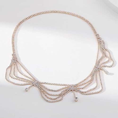 Miniatura 6 de Cadena de cabeza de diamantes de imitación de novia para mujer, accesorio de boda bohemio, joyería de moda