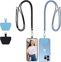 Vista 15 de CACOE Cordón para teléfono celular 2 piezas - 1 pieza correa ajustable para el cuello, 1 pieza correa de muñeca, 2 piezas almohadillas, cruzado