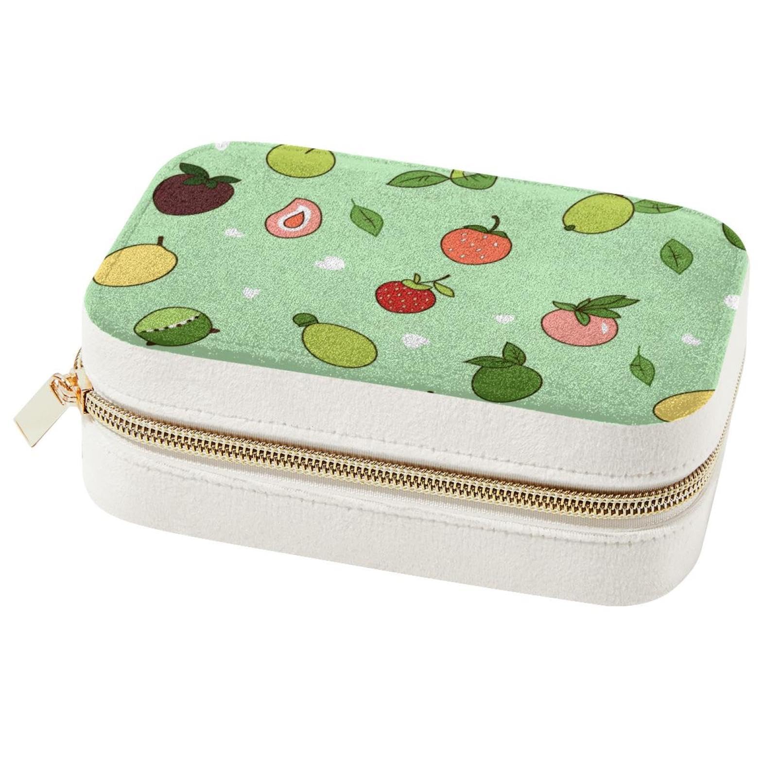 Boîte à bijoux de voyage à motif fruits verts pour valise et weekend