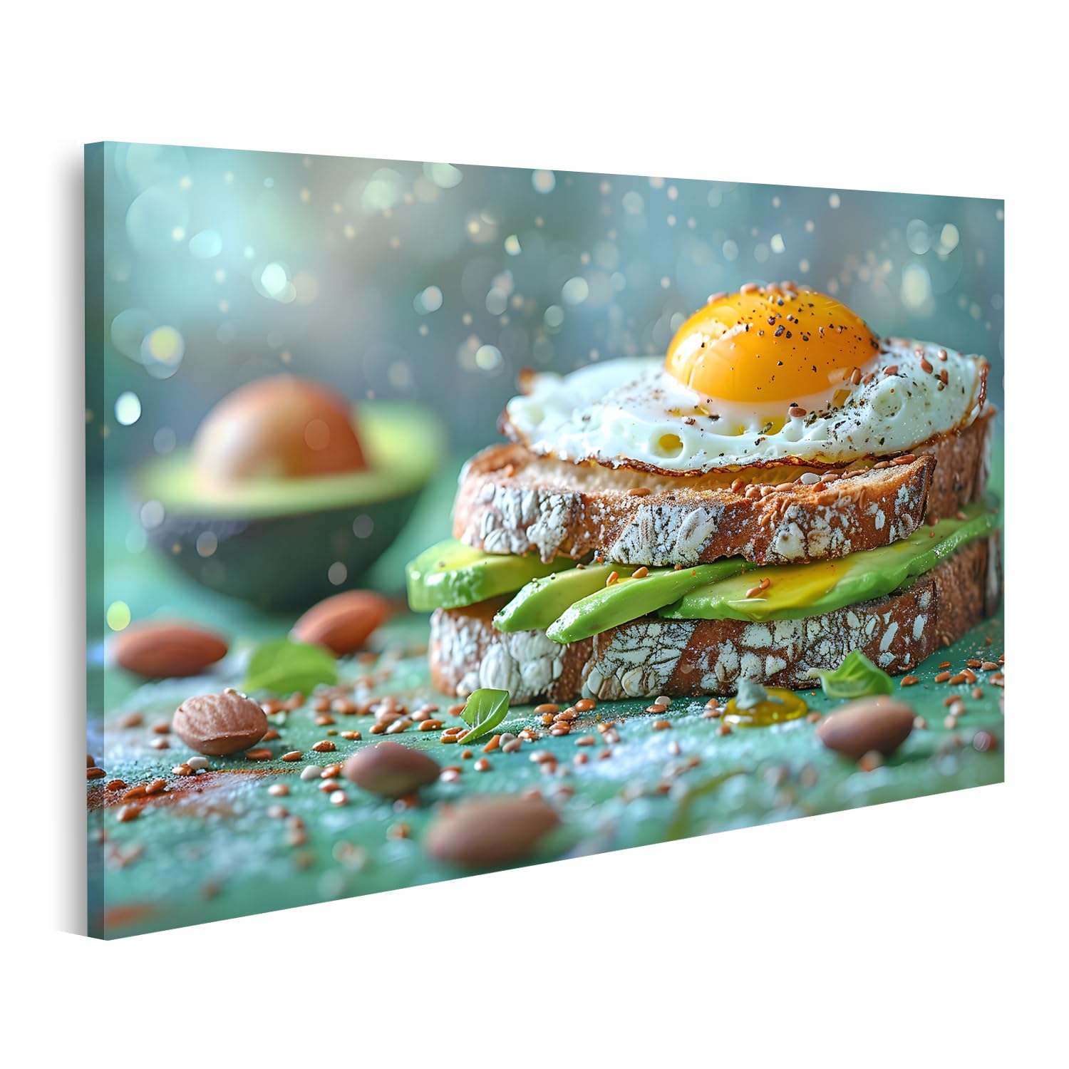 Toile cuisine islandburner sandwich œuf au plat pour mur blanc et triste