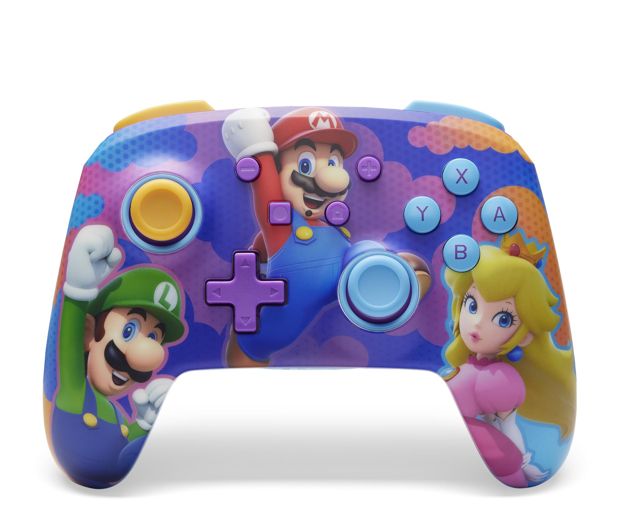 Ulepszony kontroler bezprzewodowy PowerA do konsoli Nintendo Switch - Kolorowe plaski postaci, Nintendo Switch model OLED, Nintendo Switch Lite, gamepad, kontroler do gier, kontroler Bluetooth