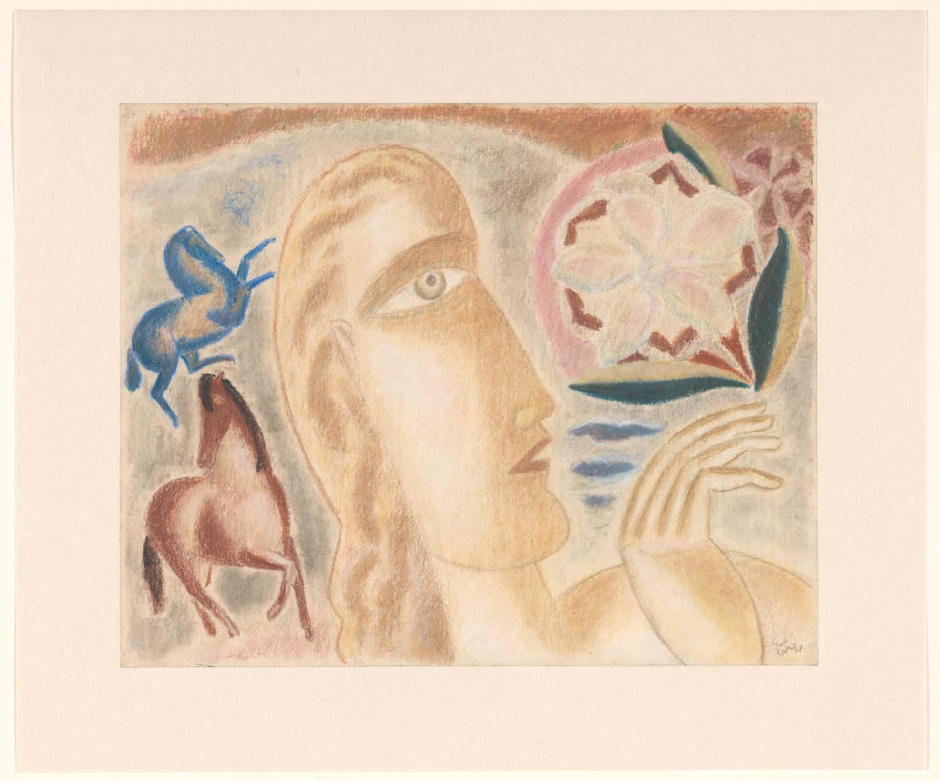 ARTXLXXBN Famous Art Print Poster Vintage Wall Art Female Head and Two Horses by Leo Gestel Canvas Art Poster for Home Decor 60x90cm