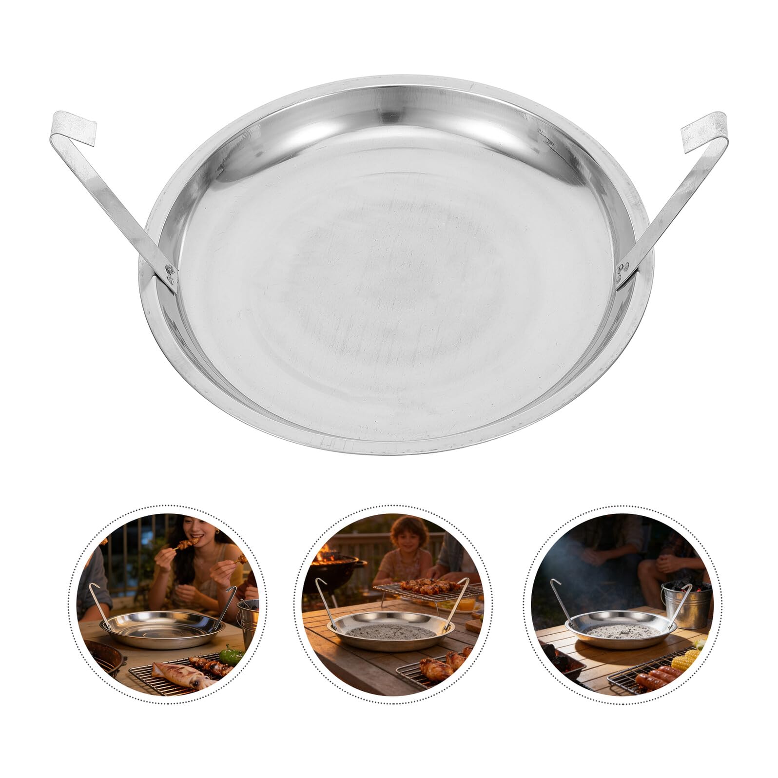 Abaodam Raccogli Cenere per Barbecue in Metallo Resistente alle Alte Temperature, Vaschetta Raccogli Cenere per Griglia a Carbone da 27 Cm con Manico, Accessorio per Barbecue per Feste
