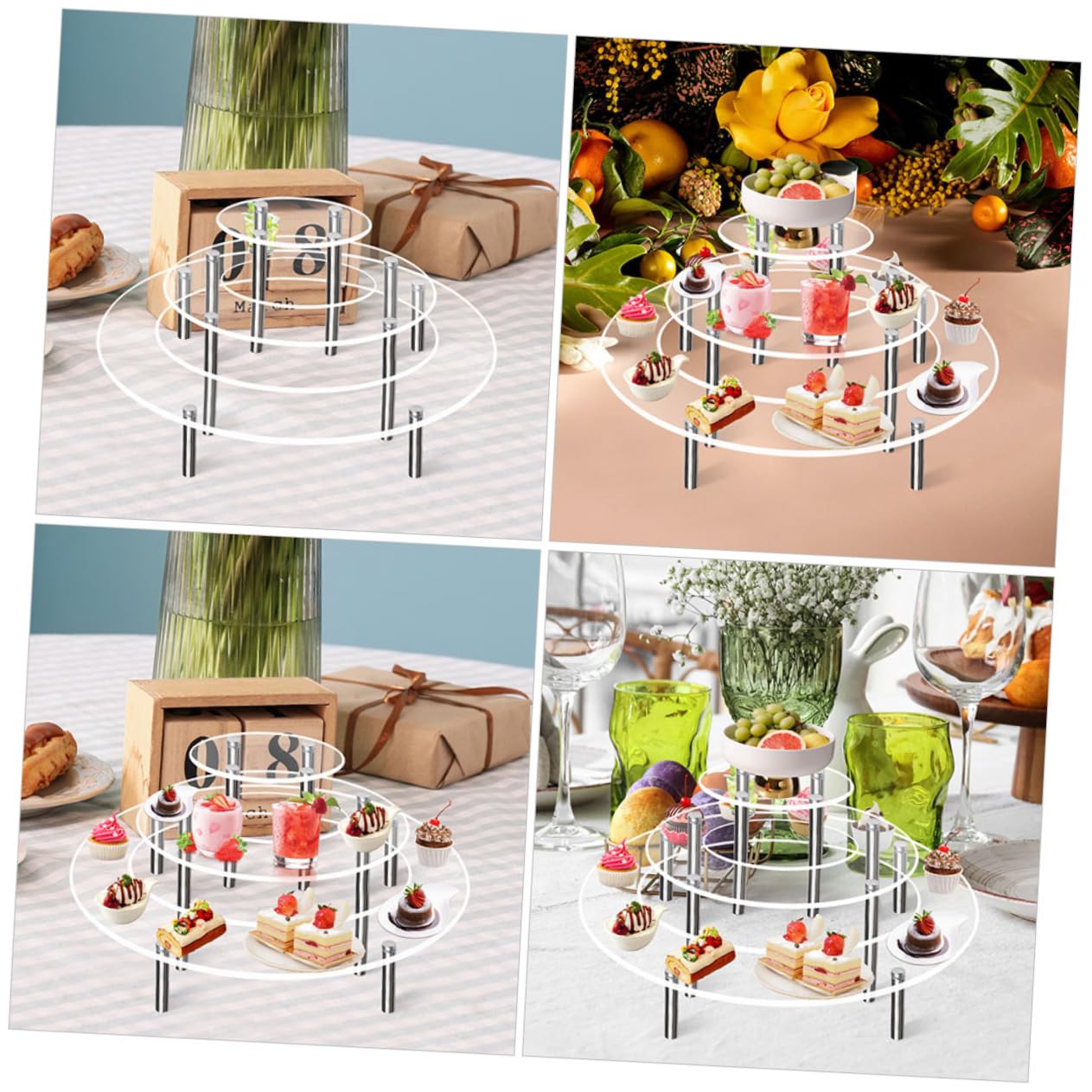 UTHCLO Metal Acrylic Cake Display Stand 3 Tier Riser Ideal for Weddings Birthdays Christmas Decor