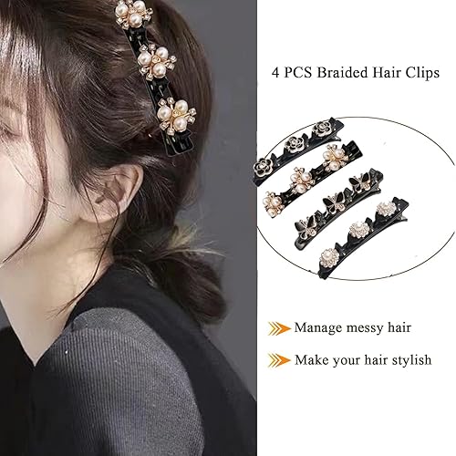 Miniatura 10 de Pinzas para el cabello trenzadas para mujer, con piedra de cristal brillante, accesorios para el cabello, horquillas decorativas para el cabello,