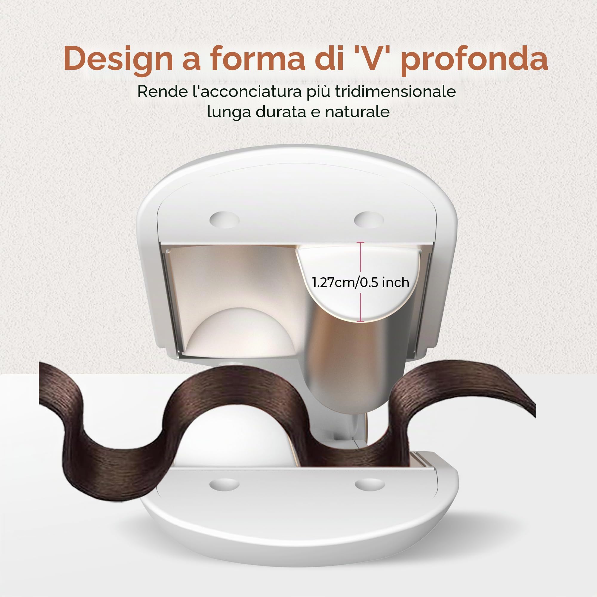 UKLISS Ferro ondulato per capelli Beach Waves, ferro arricciacapelli adatto per principianti, ferro ondulato ionico per capelli corti e lunghi con display LCD a 12 temperature (120-230℃)