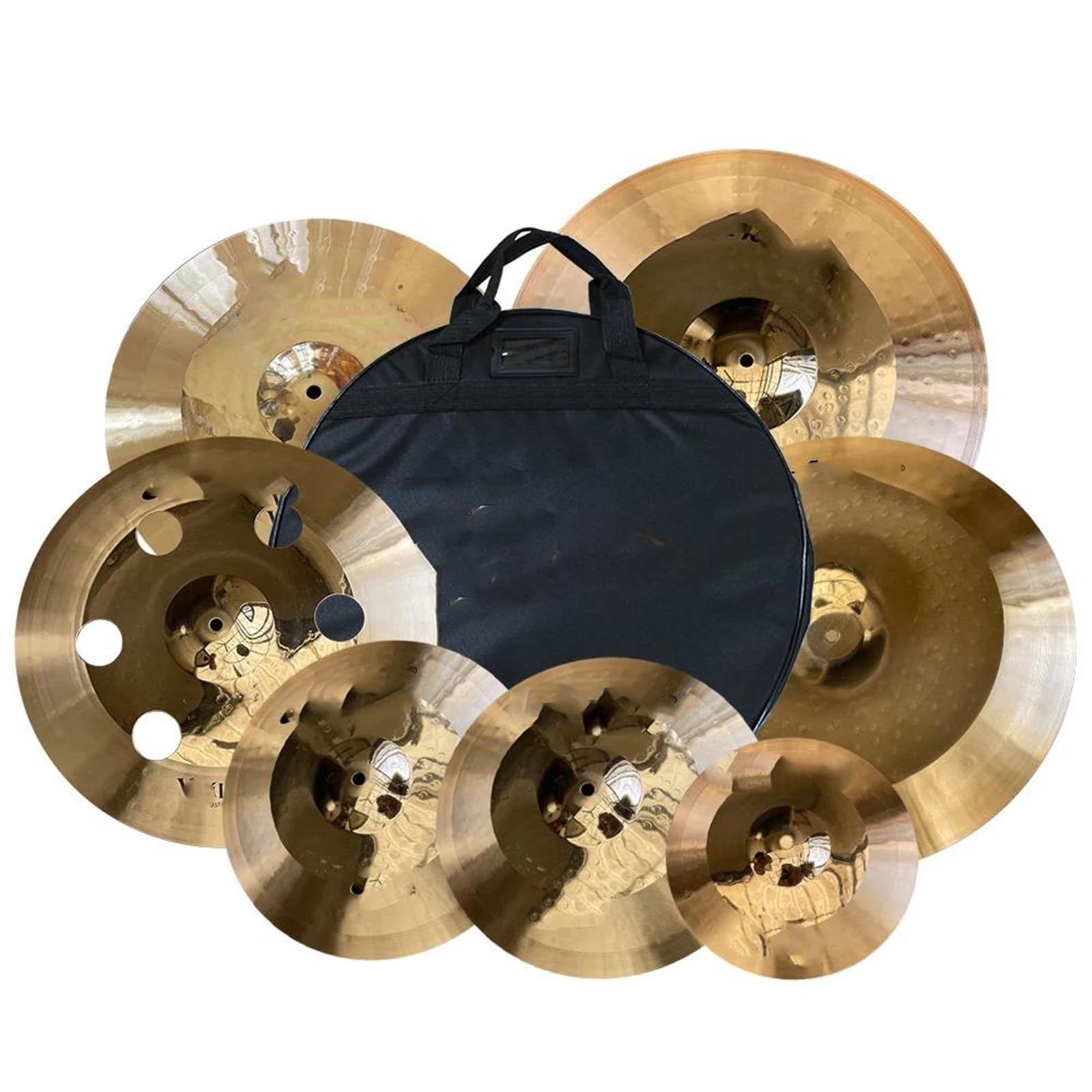 Set de cymbales Pack De Cymbales Pour Batterie B10 14 Hihats 16 Crash 18 Crash 20 Sac De Cymbales Ride Ensemble De 5 Cymbales Instrument De Percussion(7)