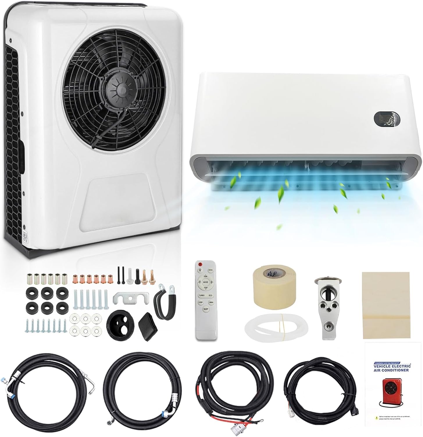 Treeligo 12V Mini Split Air Conditioner, 12000 BTU Fast Cooling Durable ABS 45dB Quiet AC Unit, Easy Install for Truck RV Camper Construction Pickup