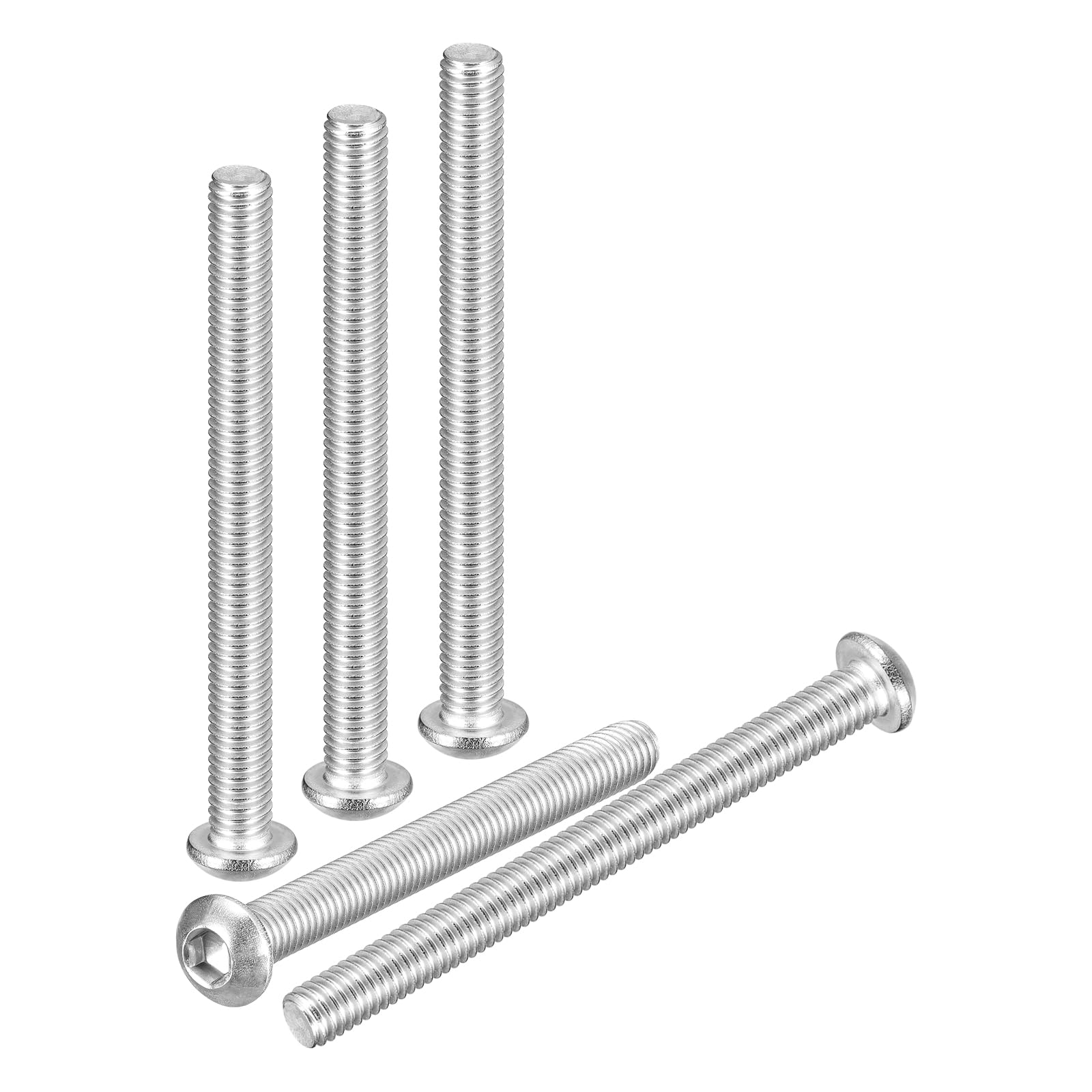 DTGN M6-1x60mm Button Head Socket Cap Screws - 5Pack - Good for Road Bicycle, Mountain Bike, Auto, Motorcycle - 304 Stainless Steel Whitewashed - Hex Socket Drive Fasteners — image 1