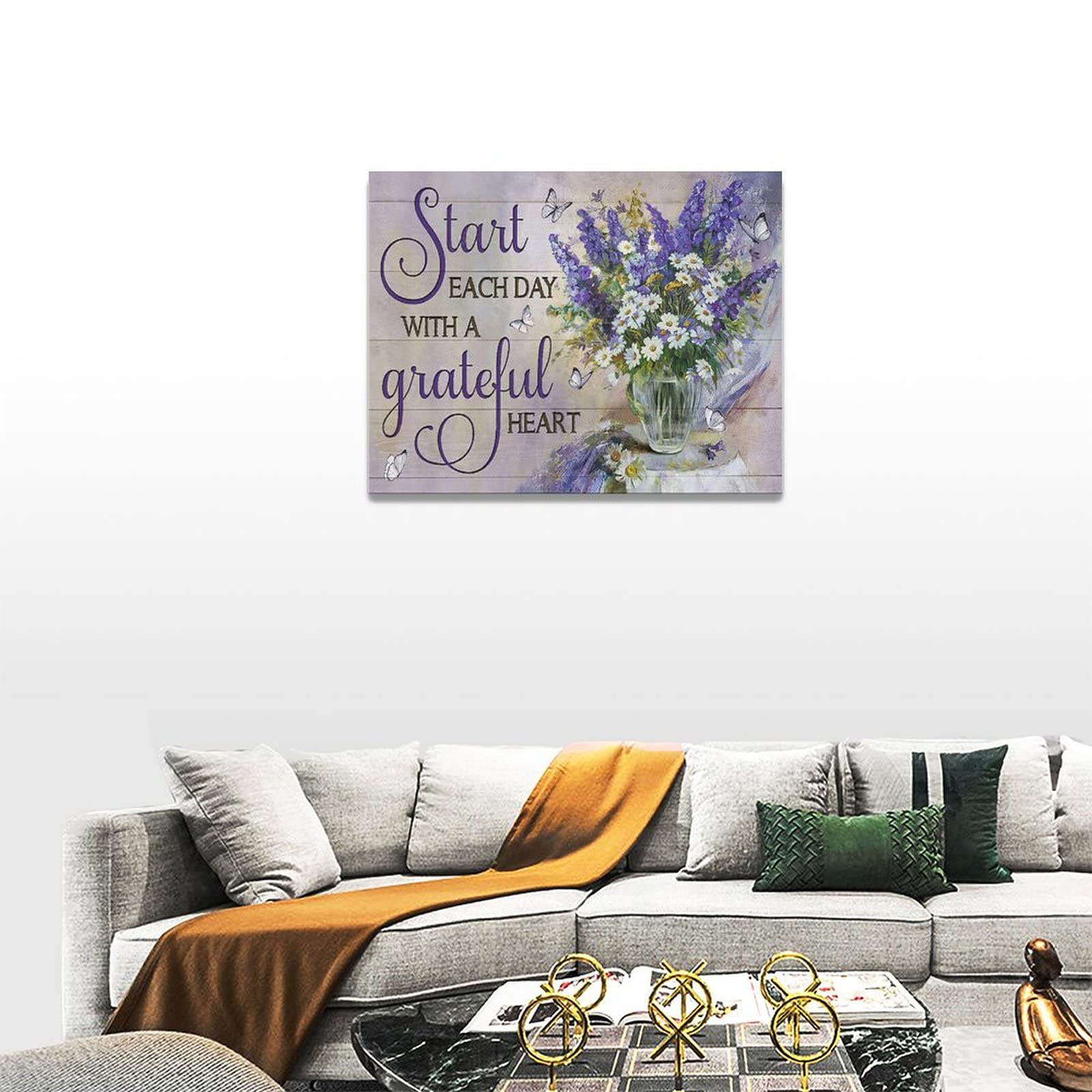 Ooeiiiy Stampa Su Tela Con Scritta 'Every Day Is A New Beginning' E Lavanda – Cornice Inclusa – Decorazione Parete Viola Per Bagno, Camera, Ufficio, 30,5 Cm