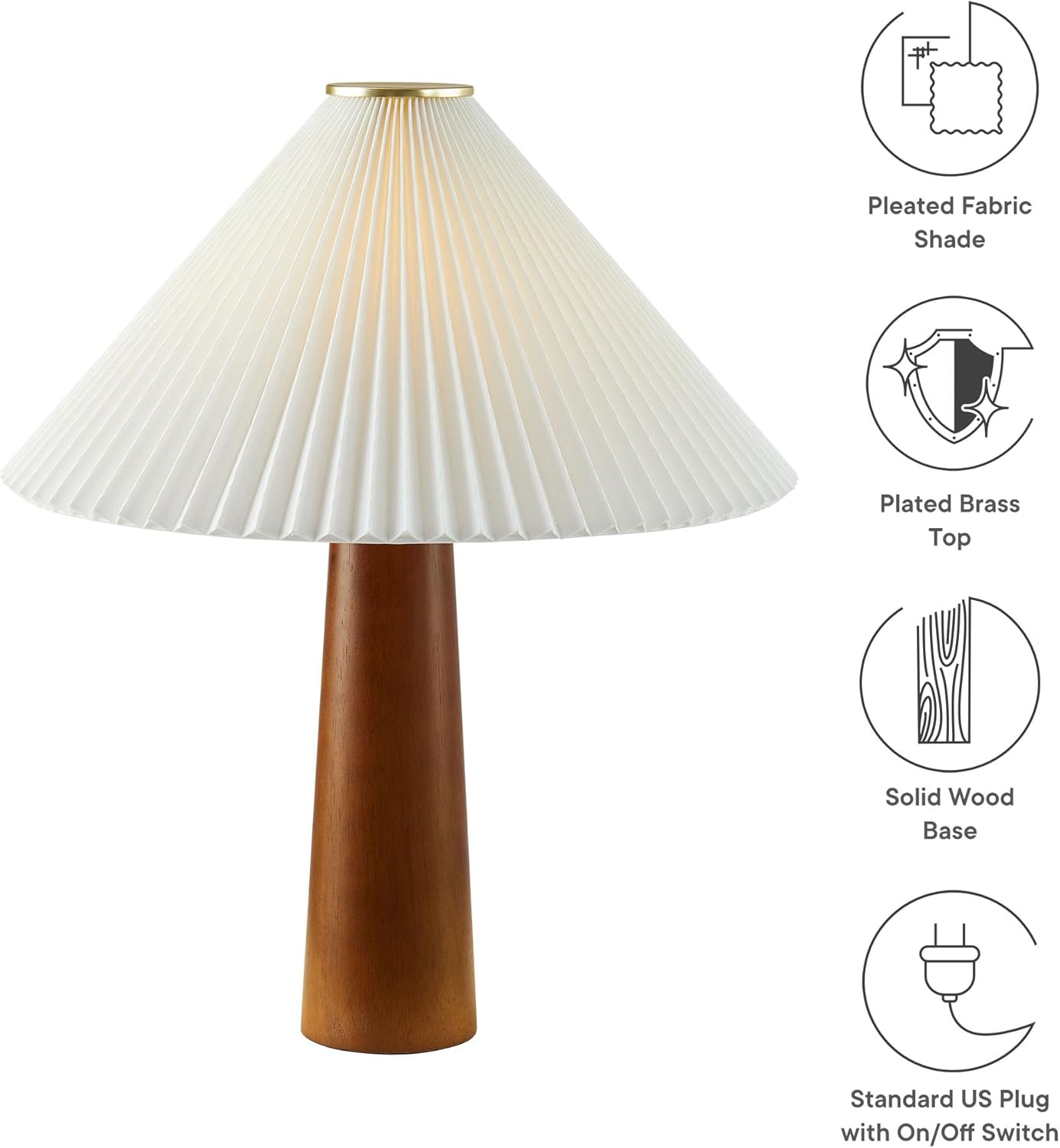 Modway Jessica Pleated Table Lamp in Walnut