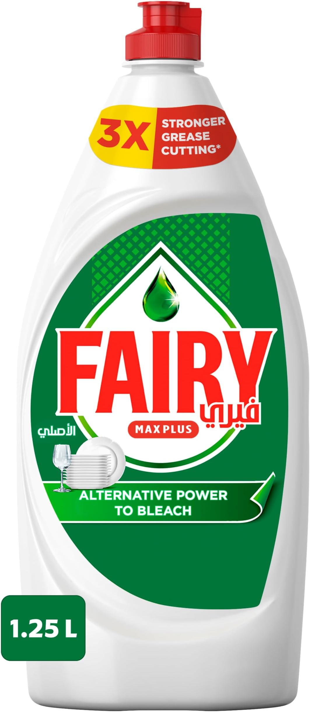 Plus Original Dishwashing Liquid Soap, With Alternative Power To Bleach, 1.25L