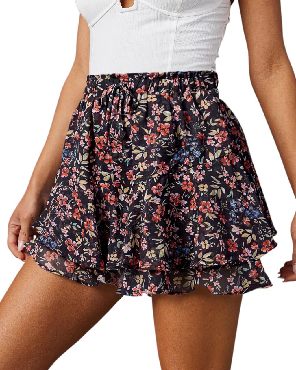 Shorts for Women Flowy Casual Chiffon Skorts Boho Ruffle Mini Skirts Running Tennis 2025 Trendy Shorts